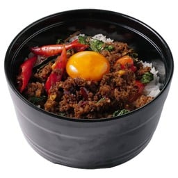 ข้าวด้งกะเพราเนื้อริบอาย + ไข่ดอง