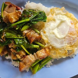 ข้าวคะน้าหมูกรอบ (พิเศษ)