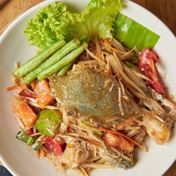 ตำ ฉ่ำ โบ๊ะ (ตำปลาร้า ปูม้า แซลมอน กุ้งสด)