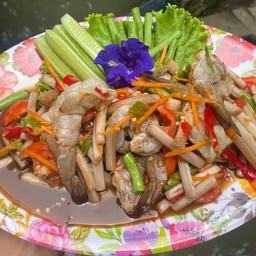 ตำไหลบัวกุ้งสดปลาร้า