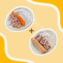 ปูอัดหมูสับ + หมูสับไส้กรอก (2ชิ้น)