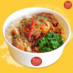 ไก่ย่างราดซอสจิ้มแจ่ว