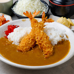 ชุดข้าวแกงกะหรี่กุ้งทอด