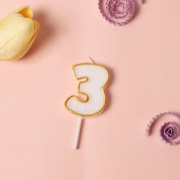 เทียนตัวเลข 3 ขอบทอง