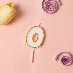 เทียนตัวเลข 0 ขอบทอง