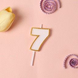 เทียนตัวเลข 7 ขอบทอง