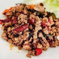 กะเพราหมูสับนรก (กับข้าว)