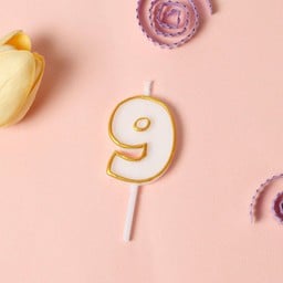 เทียนตัวเลข 9 ขอบทอง