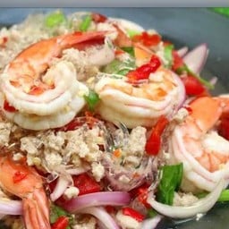 ยำกุ้งสุกหนูยอวุ่นเส้น