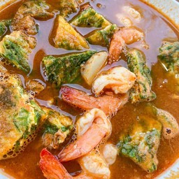 แกงส้มชะอมไข่กุ้งสด+ข้าว