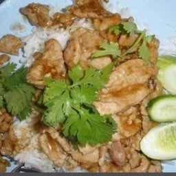 ผัดกระเทียมพริกไทยราดข้าว(ไม่ทำคลุกข้าว)