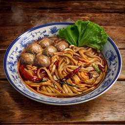 ก๋วยเตี๋ยวหม่าล่า ลูกชิ้นเนื้ออย่างเดียว