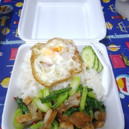 ข้าวคะน้าหมูกรอบ