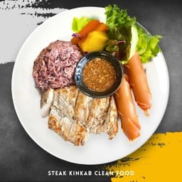 คอมโบ ข้าวหน้าสเต็กไก่ จิ้มแจ่ว +เพิ่มไส้กรอก 2 ชิ้น