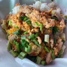 ชอลสุกี้ผัดไข่ใส่หมูชิ้นราดขา้ว