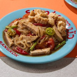 ส้มตำเส้นเล็กหมูยอกากหมู ใส่ปลาร้า