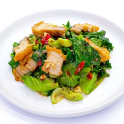 ผัดแขนงหมูกรอบ