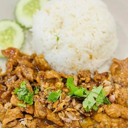 ข้าว + หมูทอดกะเทียม