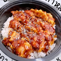 ข้าวหน้าหมูทอดซอสเกาหลี (เผ็ดx2)