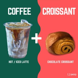 กาแฟนมจับคู่ช็อกโกแลตครัวซอง