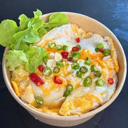 ข้าวไข่ขยี้ น้ำพริกน้ำปลา