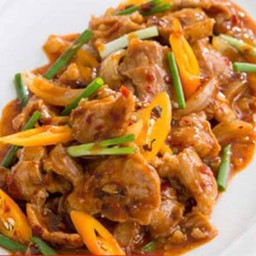 ผัดพริกเผาหมูชิ้น(กับข้าว)