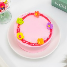 เค้กมินิมอลมินิชมพู ดอกไม้