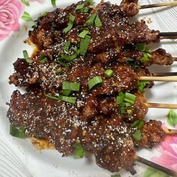 หมูย่างหมักน้ำจิ้มแจ่ว อาหารตามสั่ง