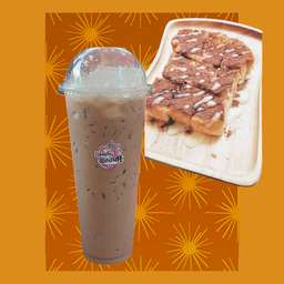 โอวัลตินเย็น+ปังปิ้งเนย นม โอวัลติน