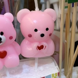 เทียนหมีชมพูหัวใจ