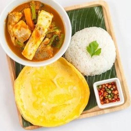 แกงส้มปลาผักรวม + ไข่เจียว