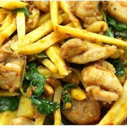 ผัดพริกแกงหน่อไม้หมู+ข้าว