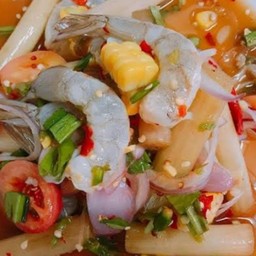 ยำข้าวโพดไหลบัวกุ้งสด