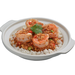 ข้าวกุ้งสดคั่วพริกกระเทียม