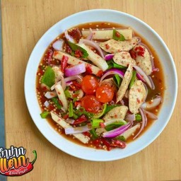 ยำหมูยออุบล + ไข่แดงเค็ม