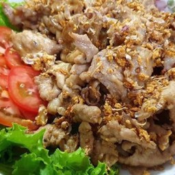หมูชิ้นผัดกระเทียม(กับข้าว)