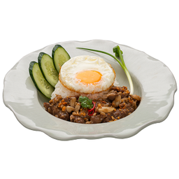 ข้าวหมูกระเทียมไข่ดาว