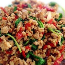 กระเพราหมูสับ+ข้าว