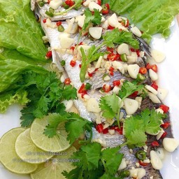 ปลากระพงนึ่งมะนาว