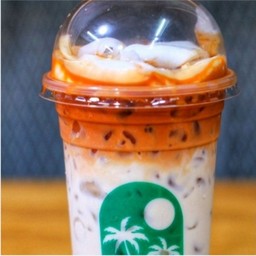 ชาไทย(พรีเมี่ยม)นมอัลมอนด์(แถมเนื้อมะพร้าว)คีโตแก้ว 22.oz