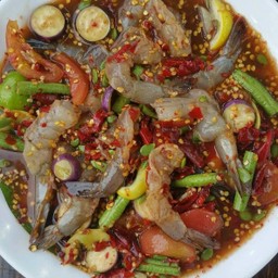 ตำเหลากุ้งสด