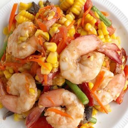 ตำไทยข้าวโพด+กุ้งสุก