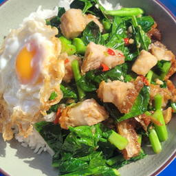 ข้าวคะน้าหมูกรอบไข่ดาว