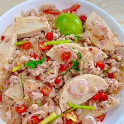 ยำวุ้นเส้นหมูยอ+หมูสับ