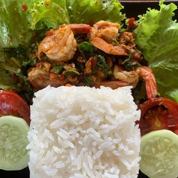 ข้าวกระเพรากุ้ง