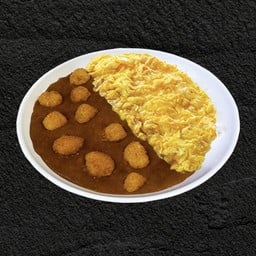 ข้าวแกงกะหรี่หน้าไข่ ไก่ทอด