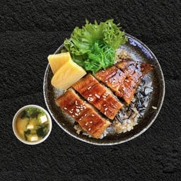 ข้าวหน้าปลาไหลไข่หวาน+ซุปมิโซะ