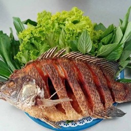 ปลาทับทิมทอด+ชุดผักเมี่ยง