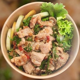 Stir Fried Basil With Pork On Rice