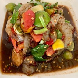 ตำเกาเหลากุ้งสด